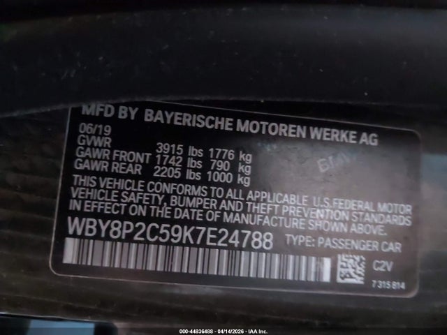 Aukcja sprzedaży 2019 Bmw I3 120ah, vin: WBY8P2C59K7E24788, numer aukcji: 44836488