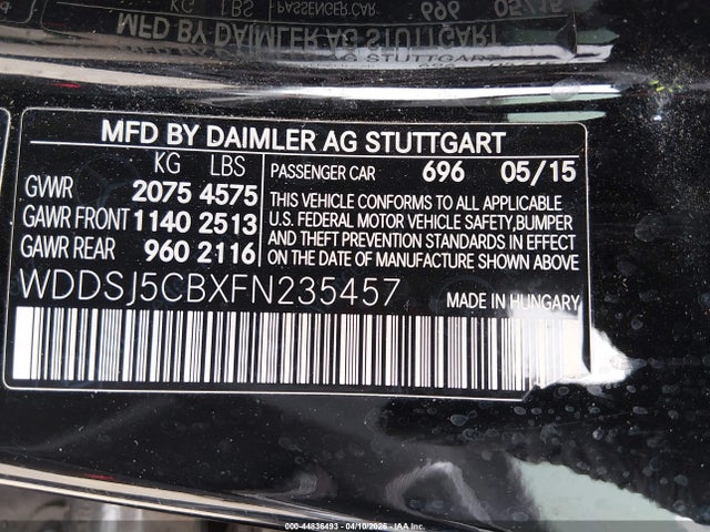 44836493 :رقم المزاد ، WDDSJ5CBXFN235457 vin ، 2015 Mercedes-benz Cla 45 Amg 4matic مزاد بيع