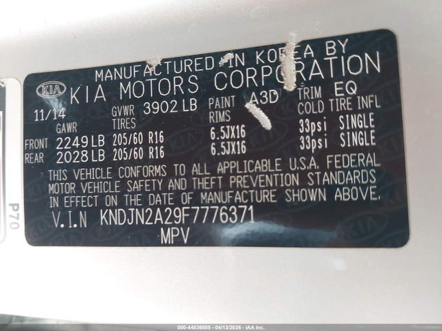 KIA Soul 2015 KNDJN2A29F7776371 Image 9