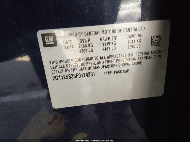 Продажа на аукционе авто 2015 Chevrolet Impala 2lt, vin: 2G1125S38F9174201, номер лота: 44836507