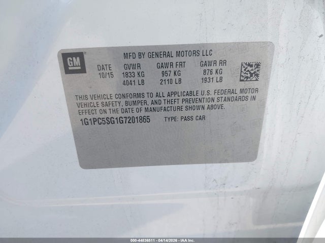 1G1PC5SG1G7201865 Chevrolet Cruze Limited Ls Auto