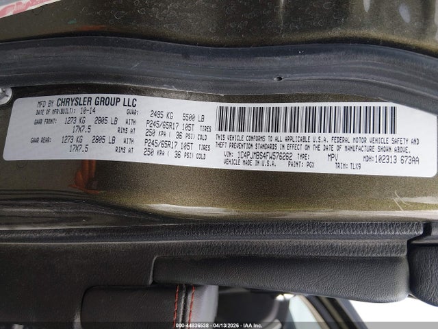 Продаж на аукціоні авто 2015 Jeep Cherokee Trailhawk, vin: 1C4PJMBS4FW576262, номер лоту: 44836538
