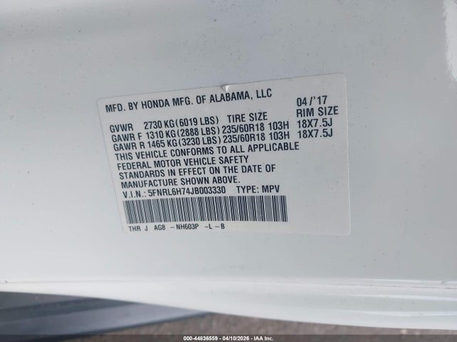 Honda Odyssey Ex-l 2018 5FNRL6H74JB003330 Image 9