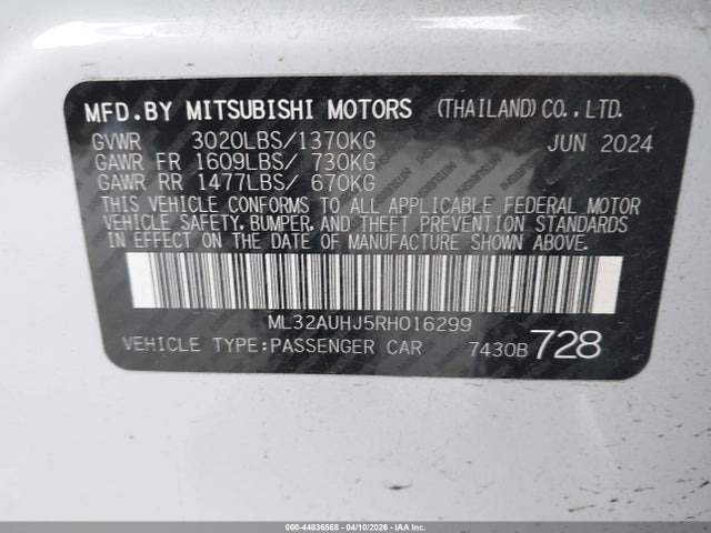 2024 MITSUBISHI MIRAGE ML32AUHJ5RH016299 Photo 8