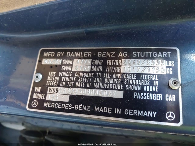 1983 MERCEDES-BENZ 380 WDBCA33A6DB048031 Photo 8