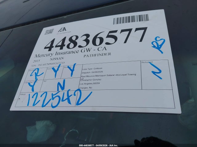Nissan Pathfinder Sl 2015 5N1AR2MN6FC673745 Image 12