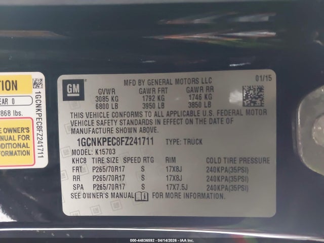 Chevrolet Silverado 1500 Ls 2015 1GCNKPEC8FZ241711 Image 9