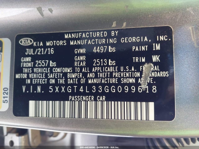 5XXGT4L33GG099618 KIA Optima Lx