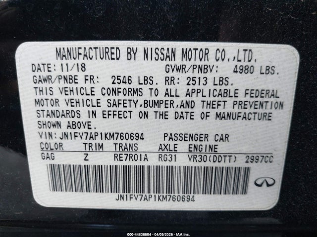 JN1FV7AP1KM760694 Infiniti Q50 3.0t Red Sport 400