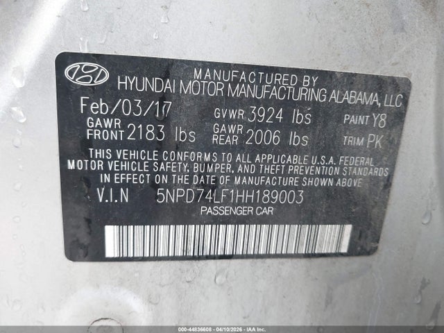 2017 HYUNDAI ELANTRA 5NPD74LF1HH189003 Photo 8