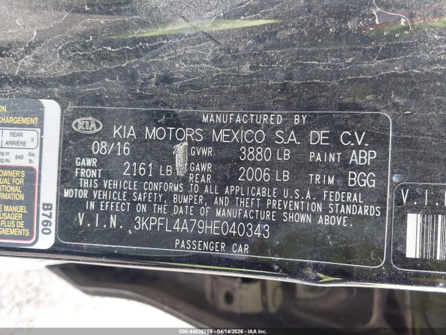 Продажа на аукционе авто 2017 Kia Forte Lx, vin: 3KPFL4A79HE040343, номер лота: 44836709