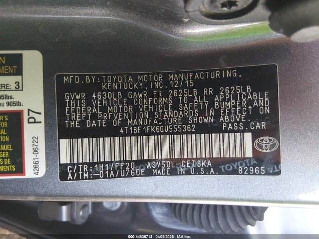 Toyota CAMRY SE 2016 4T1BF1FK6GU555362 Image 9
