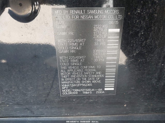 KNMAT2MV2FP562365 Nissan ROGUE S