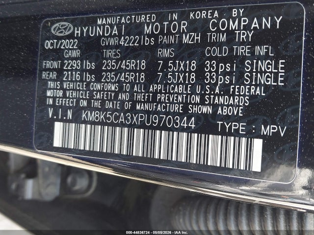 Продажа на аукционе авто 2023 Hyundai Kona Limited, vin: KM8K5CA3XPU970344, номер лота: 44836724