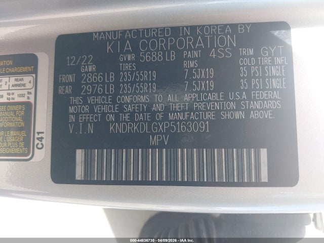 Aukcja sprzedaży 2023 Kia Sorento Hybrid Sx Prestige, vin: KNDRKDLGXP5163091, numer aukcji: 44836730
