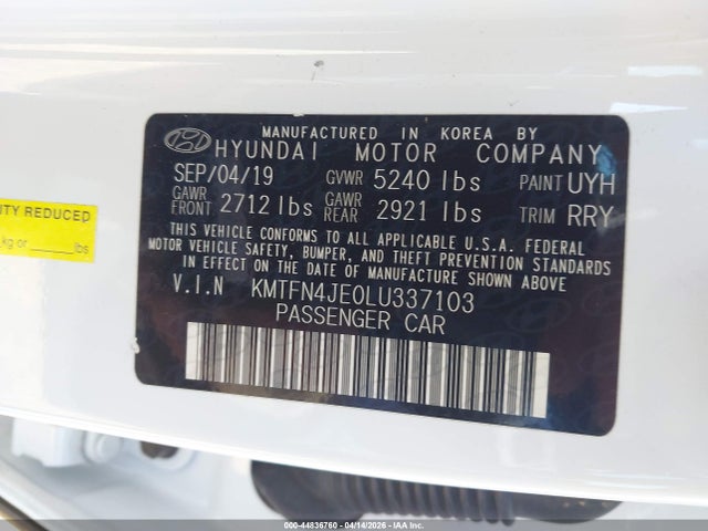 Auction sale of the 2020 Genesis G80 3.8 Rwd, vin: KMTFN4JE0LU337103, lot number: 44836760