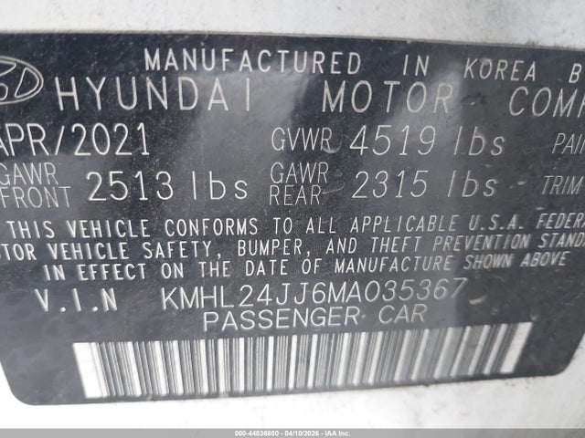 Hyundai Sonata Blue 2021 KMHL24JJ6MA035367 Image 9