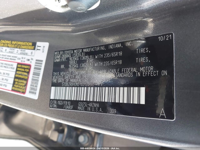 5TDBZRBH0NS163175 Toyota Highlander Le