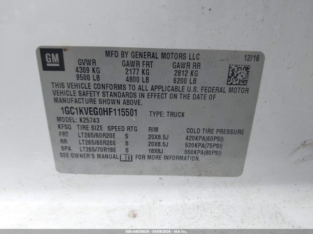 1GC1KVEG0HF115501 Chevrolet Silverado 2500hd Lt