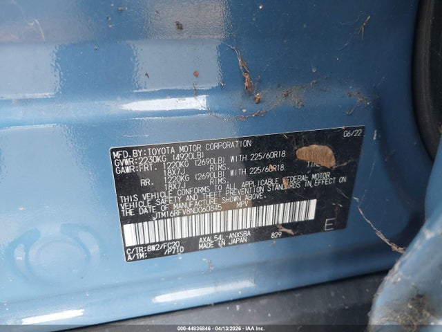 2022 Toyota Rav4 Hybrid Se მანქანა იყიდება აუქციონზე, vin: JTM16RFV8ND060845, აუქციონის ნომერი: 44836846