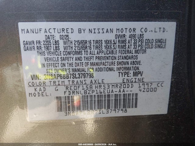 3N8AP6BB7SL379798 Nissan Kicks S Intelligent Awd