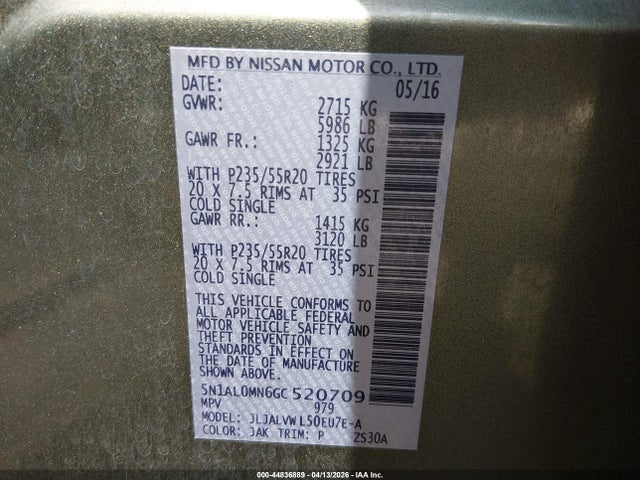 2016 INFINITI QX60 5N1AL0MN6GC520709 Photo 8