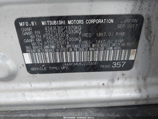 2018 MITSUBISHI OUTLANDER SPORT JA4AP3AU6JZ008081 Photo 8