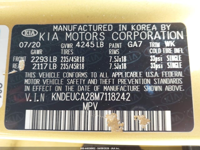 44836902 :رقم المزاد ، KNDEUCA28M7118242 vin ، 2021 Kia Seltos S Turbo مزاد بيع