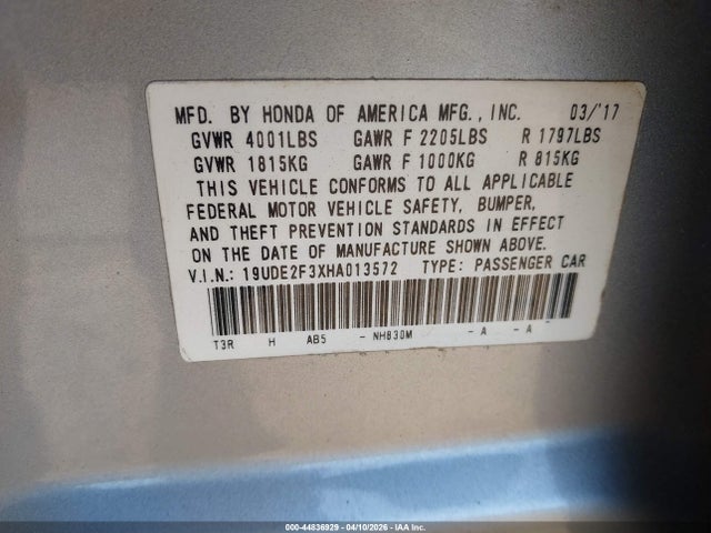2017 Acura Ilx Acurawatch Plus Package მანქანა იყიდება აუქციონზე, vin: 19UDE2F3XHA013572, აუქციონის ნომერი: 44836929