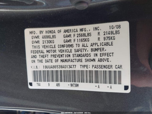 Продаж на аукціоні авто 2009 Acura Tl 3.5, vin: 19UUA86539A013477, номер лоту: 44836939