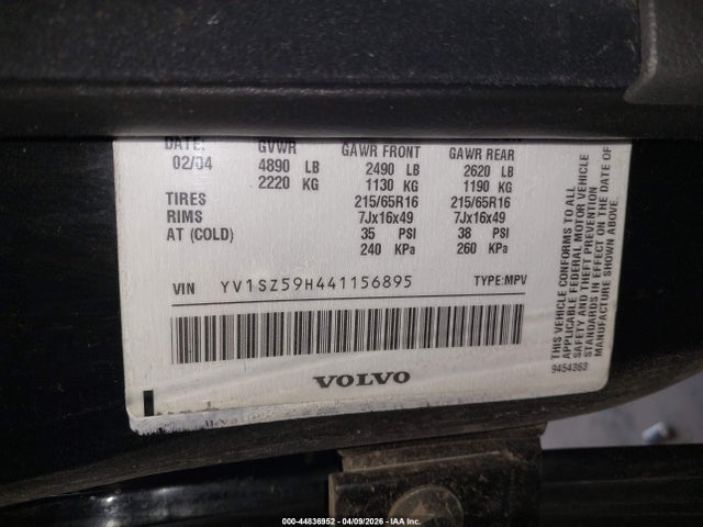 Aukcja sprzedaży 2004 Volvo Xc70 2.5t, vin: YV1SZ59H441156895, numer aukcji: 44836952