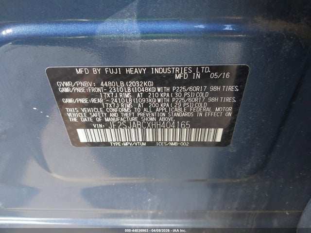 JF2SJABCXHH404165 Subaru Forester 2.5i