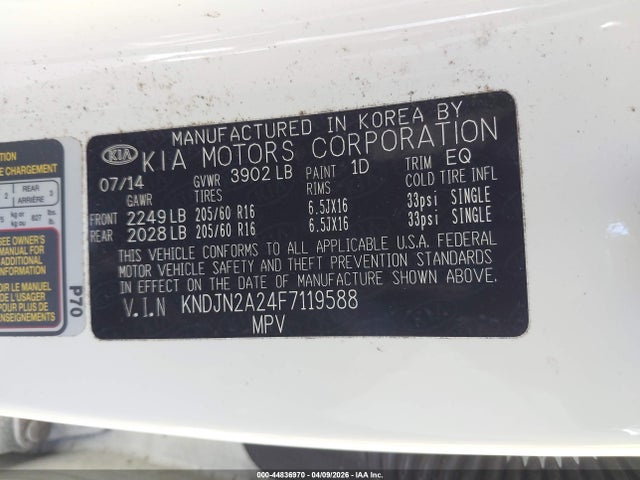 2015 KIA SOUL KNDJN2A24F7119588 Photo 8