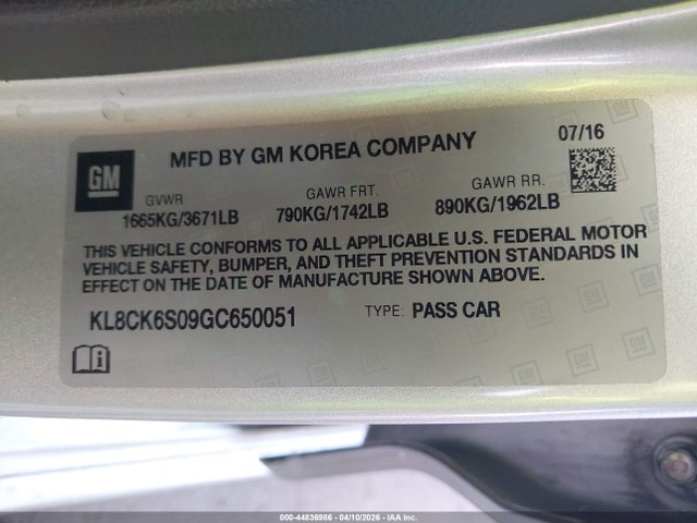 Chevrolet Spark Ev 1lt 2016 KL8CK6S09GC650051 Image 9