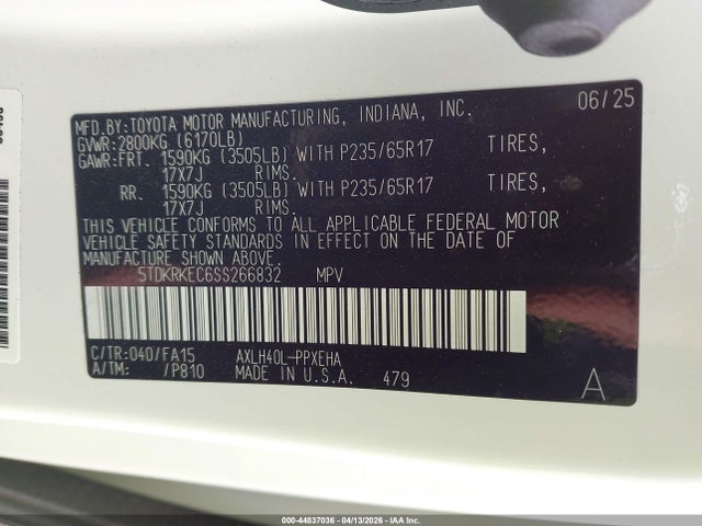 Toyota SIENNA LE 2025 5TDKRKEC6SS266832 Image 9