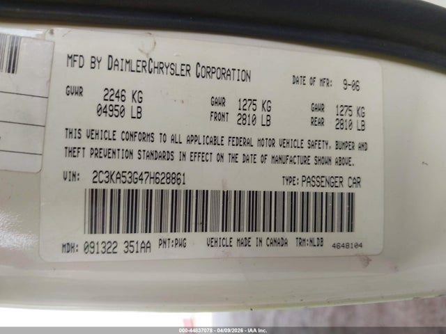 44837078 :رقم المزاد ، 2C3KA53G47H628861 vin ، 2007 Chrysler 300 Touring مزاد بيع