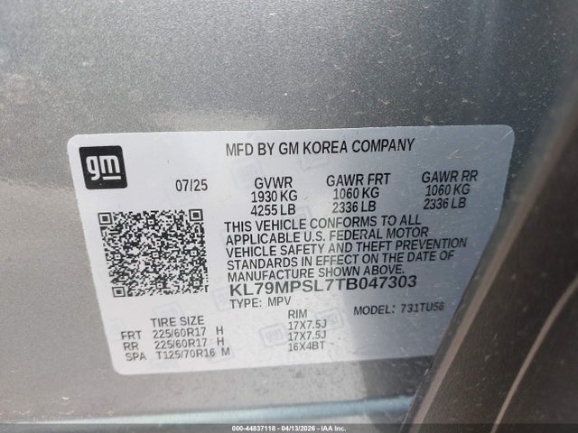 KL79MPSL7TB047303 Chevrolet Trailblazer Fwd Lt