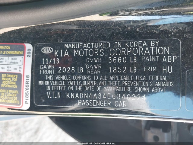 KIA RIO EX 2014 KNADN4A34E6340224 Image 9