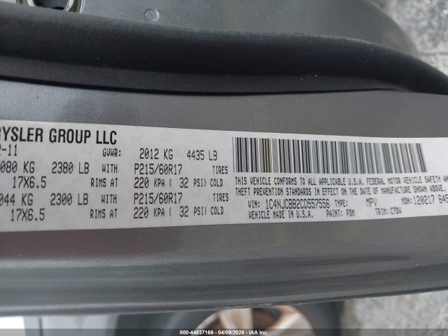 Aukcja sprzedaży 2012 Jeep Compass Sport, vin: 1C4NJCBB2CD557556, numer aukcji: 44837166