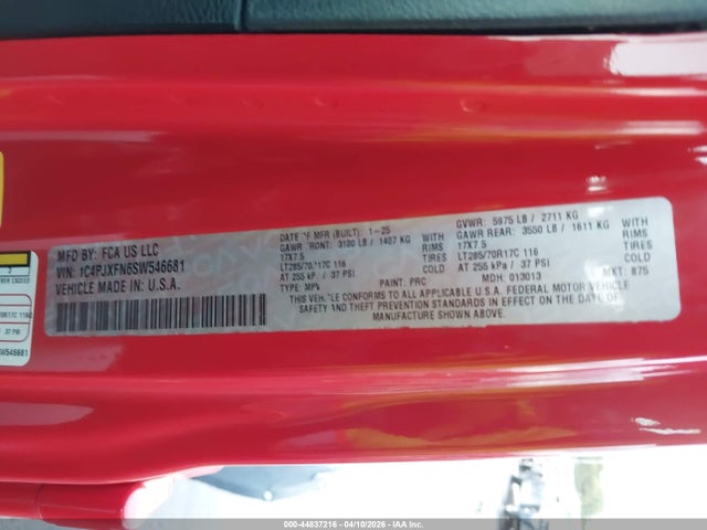 Продажа на аукционе авто 2025 Jeep Wrangler 4-door Rubicon 4x4, vin: 1C4PJXFN6SW546681, номер лота: 44837216