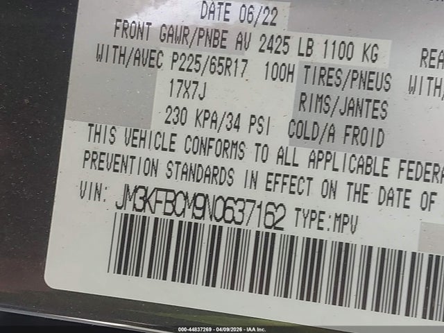 Aukcja sprzedaży 2022 Mazda Cx-5 2.5 S Preferred, vin: JM3KFBCM9N0637162, numer aukcji: 44837269