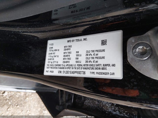 44837275 :رقم المزاد ، 5YJ3E1EA8PF692736 vin ، 2023 Tesla Model 3 Rear-wheel Drive مزاد بيع
