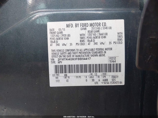 Ford EDGE SE 2015 2FMTK4G93FBB54417 Image 9