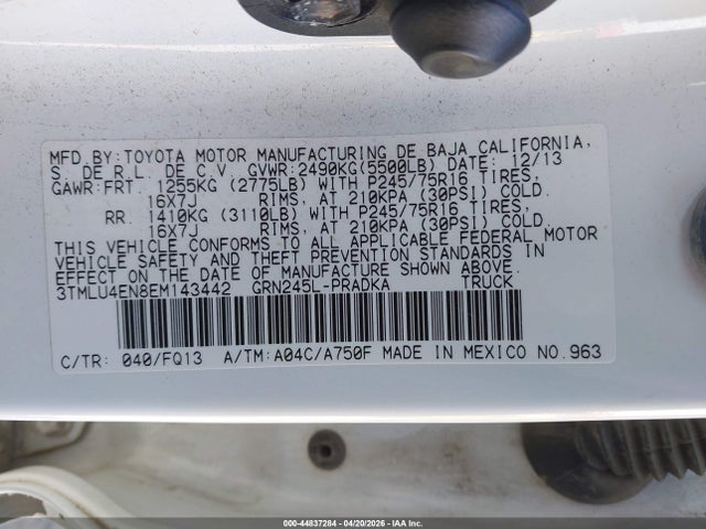 Продаж на аукціоні авто 2014 Toyota Tacoma Base V6, vin: 3TMLU4EN8EM143442, номер лоту: 44837284