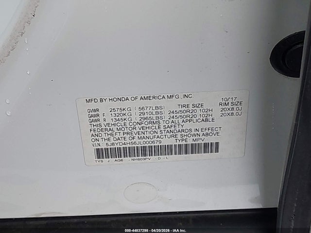 Продажа на аукционе авто 2018 Acura Mdx Technology Package   Acurawatch Plus Pkg, vin: 5J8YD4H56JL000679, номер лота: 44837298