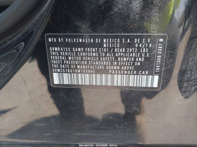 3VWC57BU1KM193960 Volkswagen Jetta 1.4t R-line/1.4t S/1.4t Se