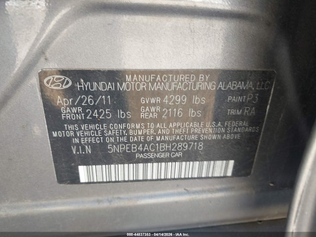Продаж на аукціоні авто 2011 Hyundai Sonata Gls, vin: 5NPEB4AC1BH289718, номер лоту: 44837353