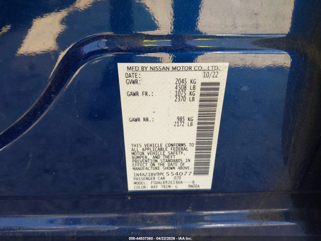 Продажа на аукционе авто 2023 Nissan Leaf S 40 Kwh, vin: 1N4AZ1BV9PC554077, номер лота: 44837360
