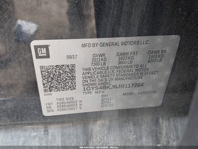 Продажа на аукционе авто 2018 Cadillac Escalade Luxury, vin: 1GYS4BKJ6JR117264, номер лота: 44837422
