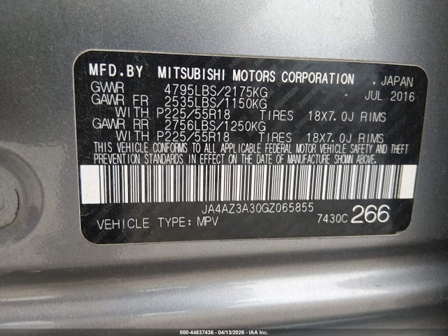 2016 MITSUBISHI OUTLANDER JA4AZ3A30GZ065855 Photo 8